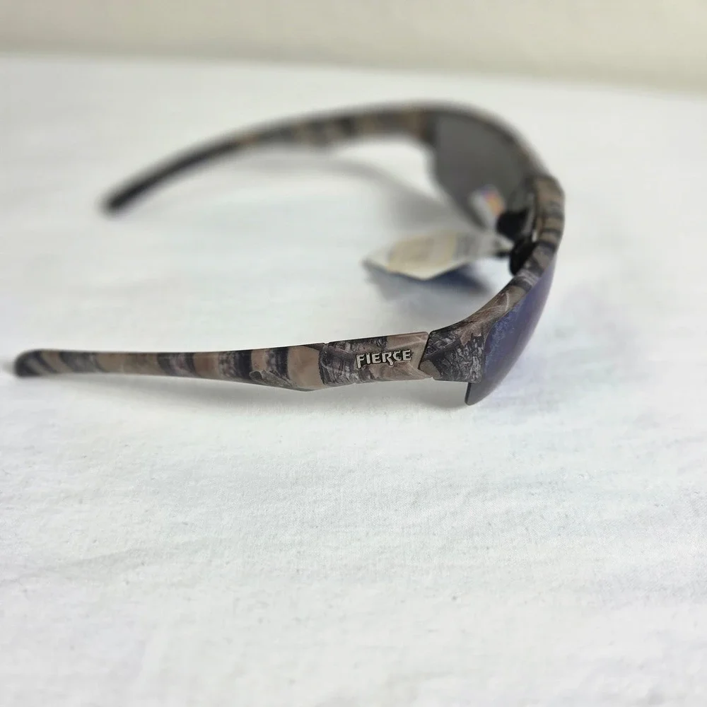 Fierce Polarized Camo Sunglasses Blu Mirrored Lens 100% UV Protection Mens Sport